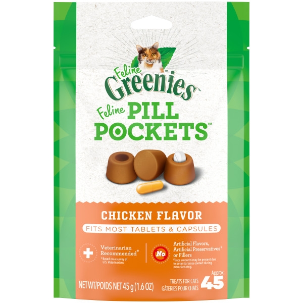 Feline Greenies Pill Pockets Chicken Flavor Cat Treats 1.6oz