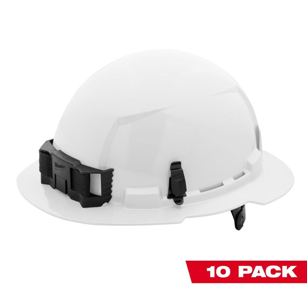 MW BOLT White Type 1 Class E Full Brim Non-Vented Hard Hat with 6-Point Ratcheting Suspension (10-Pack) 48-73-1121X10