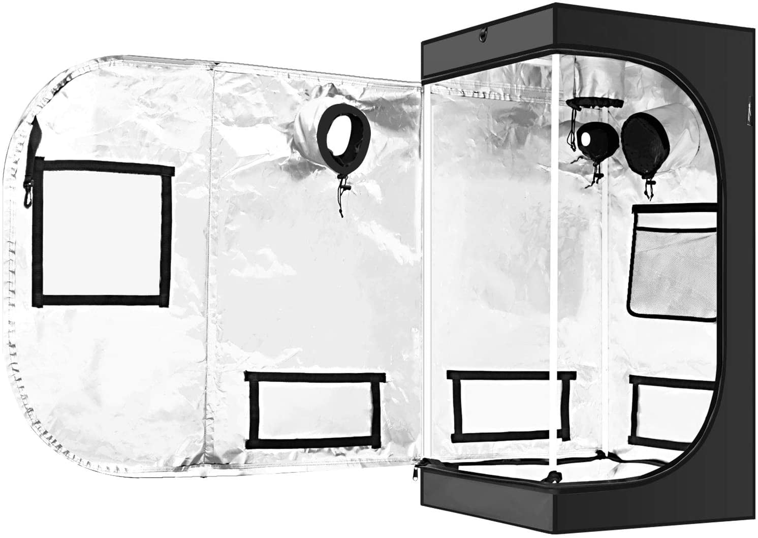 iPower Mylar Hydroponic Water-Resistant Grow Tent for Plant Growing Seedling， Black