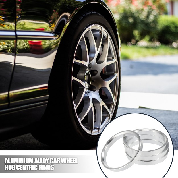 Unique Bargains Aluminium Alloy Car Hub Centric Rings Wheel Bore Spacer Silver Tone