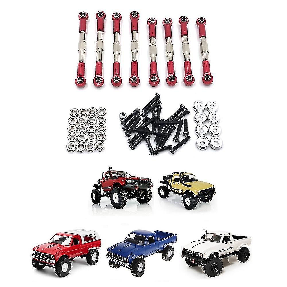 Compatible With Wpl C14 C24 C24-1 Mn D90 D99 Mn99s Metal Pull Rod Set Rc Car，red