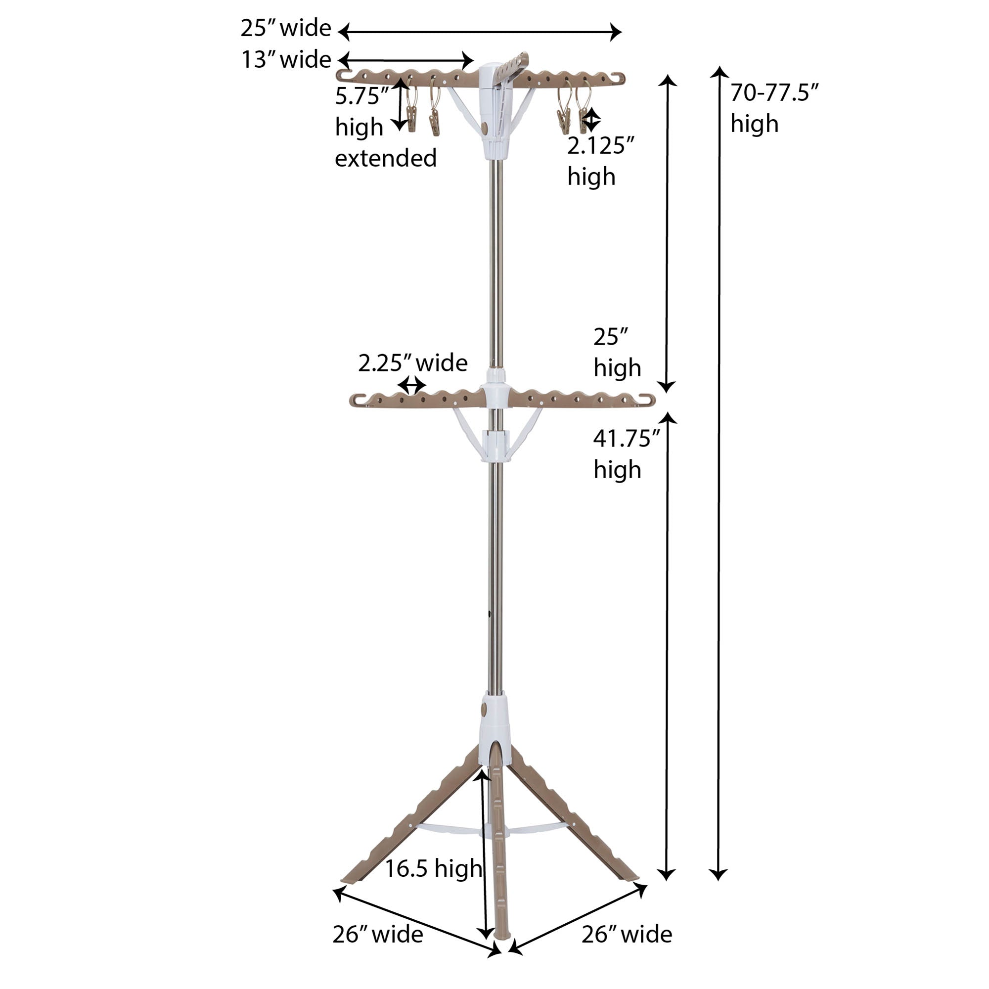 Household Essentials 2-Tier Tripod Clothes Drying Rack with Hanging Clothespins