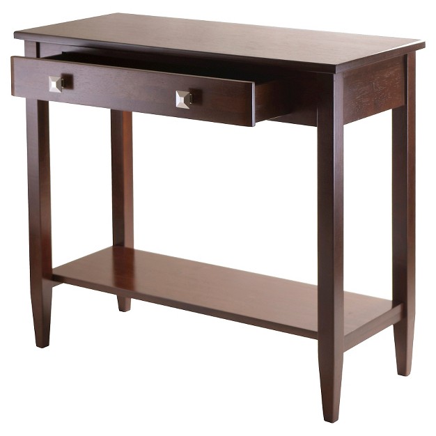 Richmond Console Table With Tapered Leg Walnut Finish Winsome