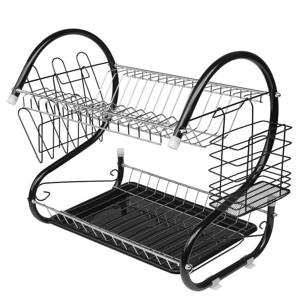 2 Tier Dish Drainer Drying Rack Large Capacity Kitchen Storage