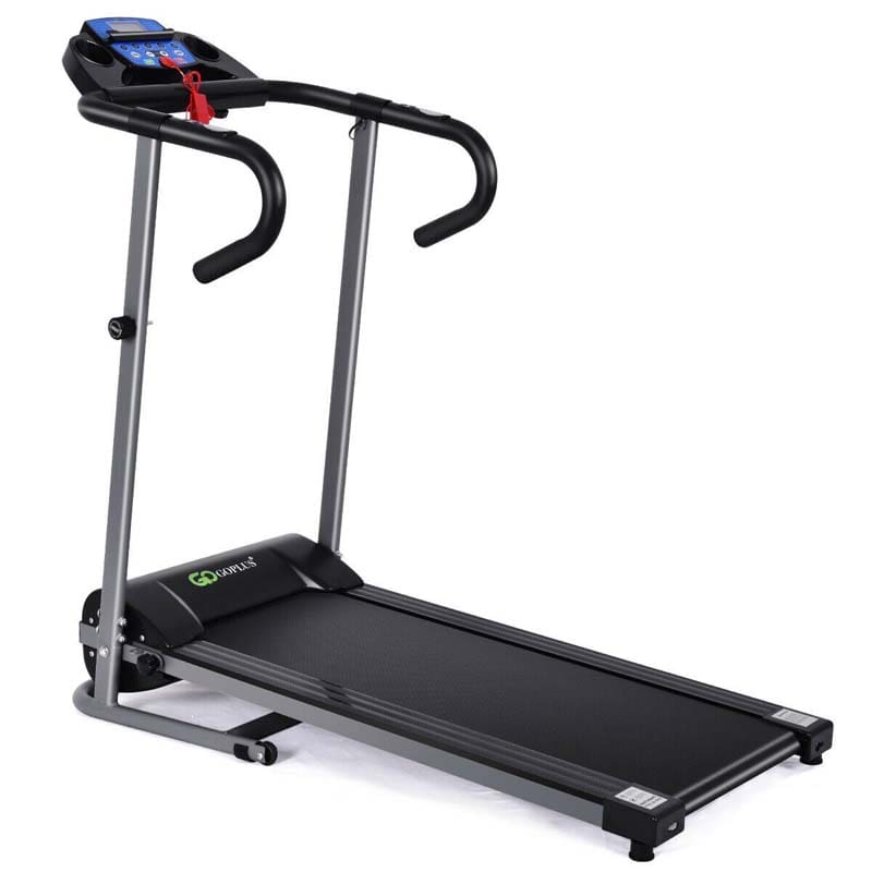 Electric Folding Treadmill, Motorized Jogging Running Machine with LCD Monitor & Device Holder, Heart Rate Sensor