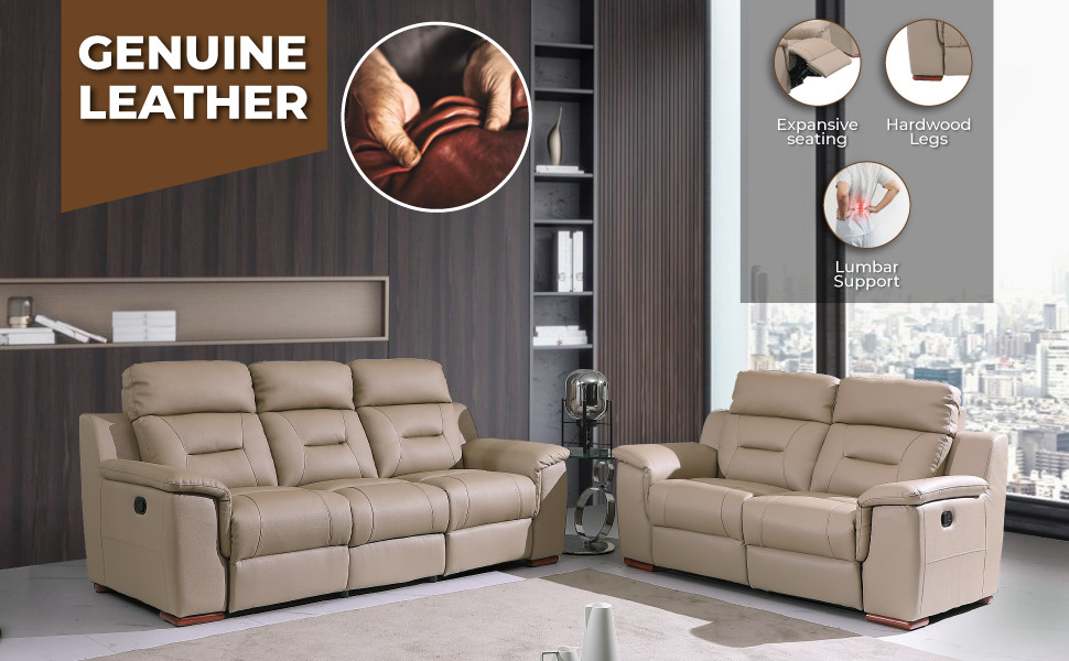 Palermo Leather Gel Match Recliner 2 Piece Set   Contemporary   Living Room Furniture Sets   by Luxuriant Furniture  Houzz