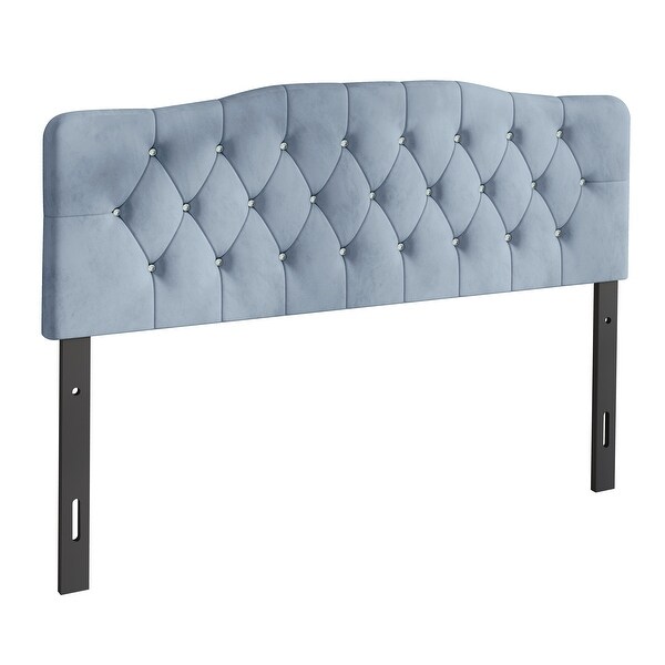 CraftPorch Velvet Button Tufted Curved Adjustable Headboard - - 36547905