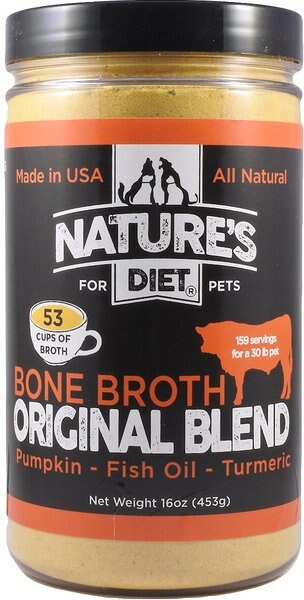 Nature's Diet Original Blend Beef Bone Broth Dry Dog and Cat Food Topping， 16-oz jar