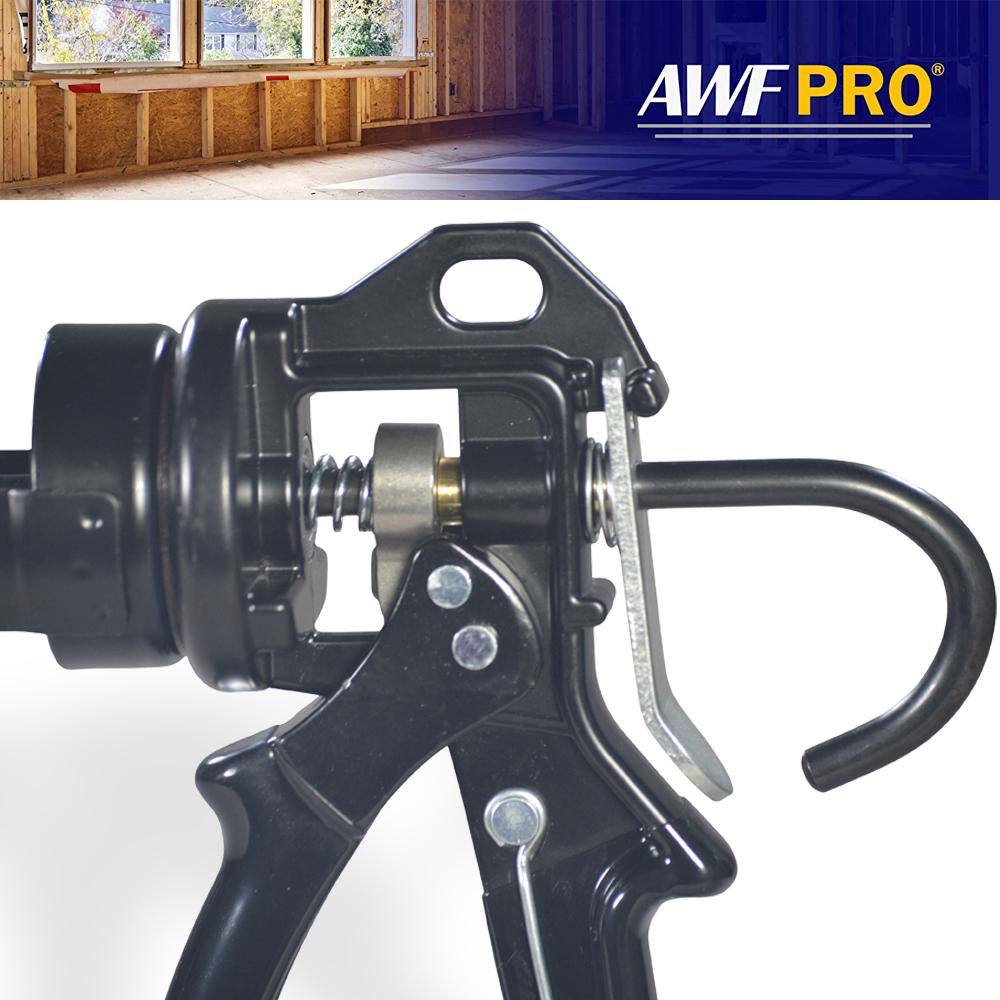 AWF PRO 10 oz. 18:1 Thrust Caulk Gun Rotating Barrel Vinyl Grip with Puncture Tool on Handle AWF 2001