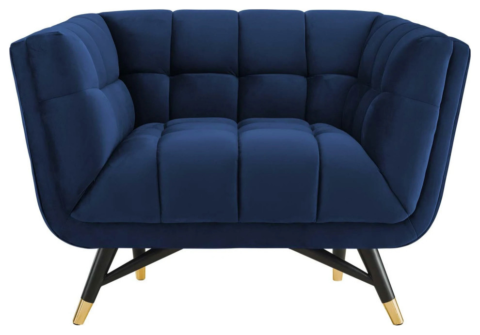 Alice Midnight Blue Performance Velvet Armchair   Midcentury   Armchairs And Accent Chairs   by V.S.D Furniture  Houzz