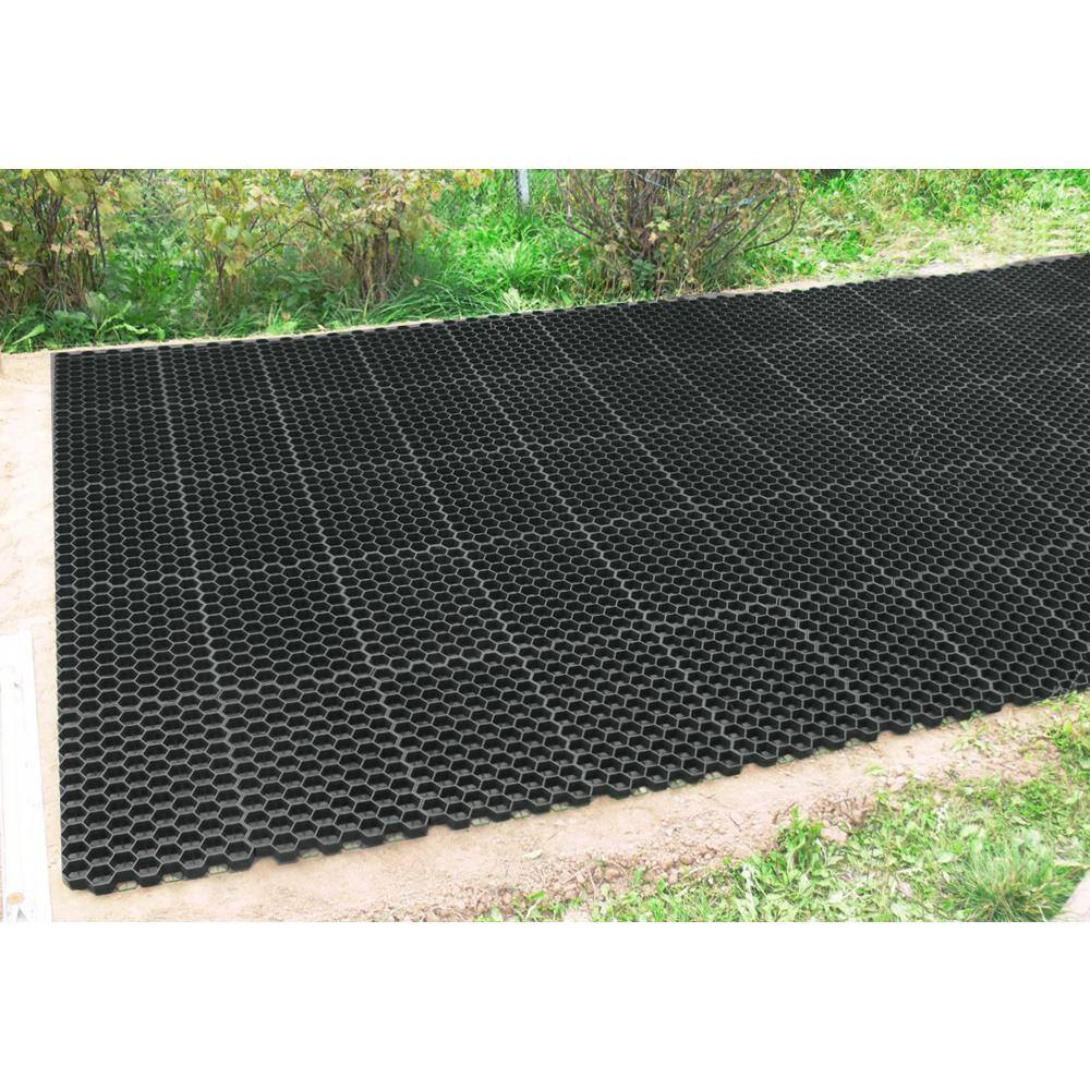 Techno Earth 19.7 in. x 19.7 in. x 1.9 in. Black Permeable Plastic Grass Pavers for Parking Lots Driveways (4 Pieces11 sq.ft.) PAVER00