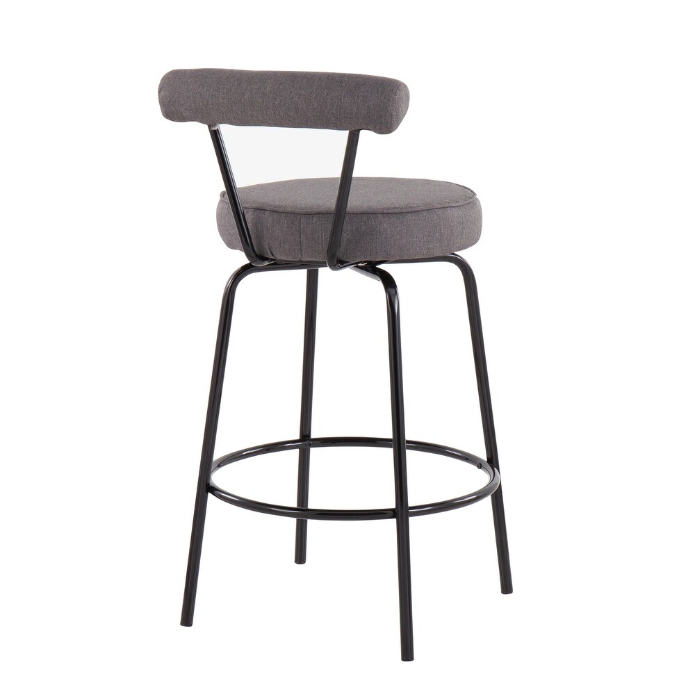 Steel Frame Contemporary Fabric Counter Stool  Set of 2