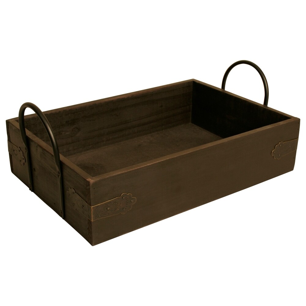 Wald Imports Brown Wood Decorative Tray