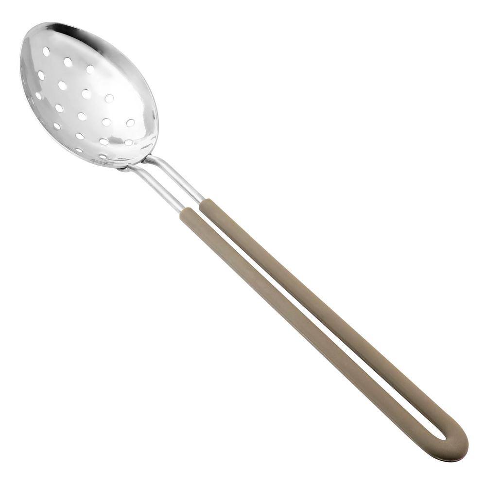 MARTHA STEWART Everyday Stainless Steel Slotted Spoon Kitchen Utensil in Taupe 985117312M