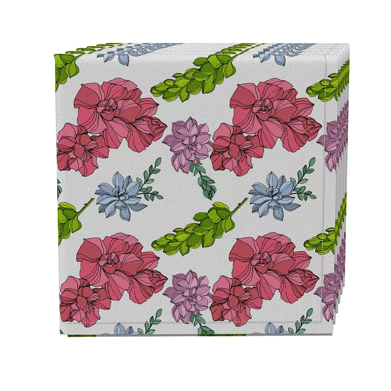 Napkin Set of 4， 100% Cotton， 20x20， Bold Botanicals