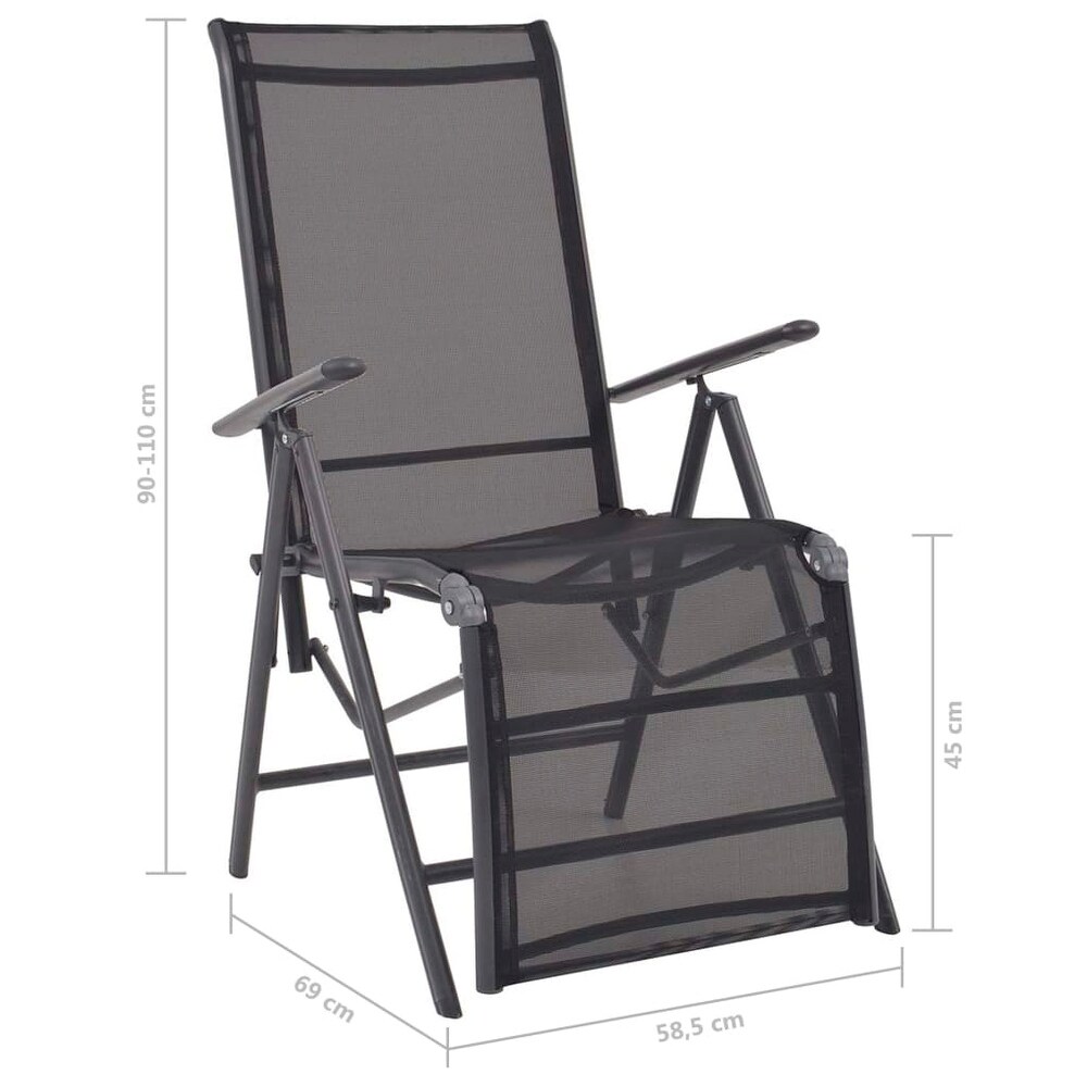 vidaXL Reclining Deck Chair Aluminum and Textilene Black   23\