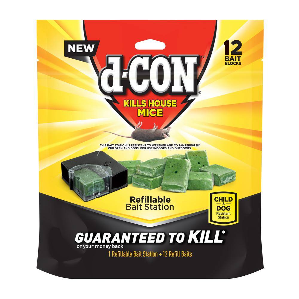 d-CON Refillable Corner Fit Mouse Bait Station 1 Trap + 12 Baits 19200-98666