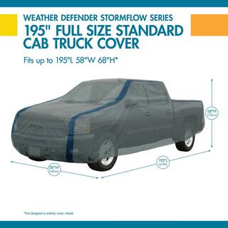 Classic Accessories Duck Covers Weather Defender 195 in. L x 58 in. W x 68 in. H Standard Cabs Truck Cover with StormFlow in Grey A3CMT197