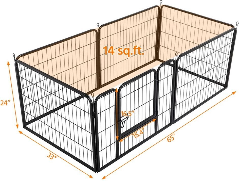 Yaheetech Heavy Duty Wire Dog and Cat Playpen， Black