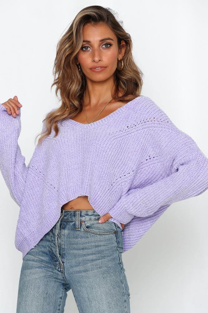 Love Run Knit Crop Lilac