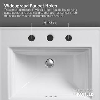 KOHLER Farmington Topmount Bathroom Sink in White with Overflow Drain K-2905-8-0