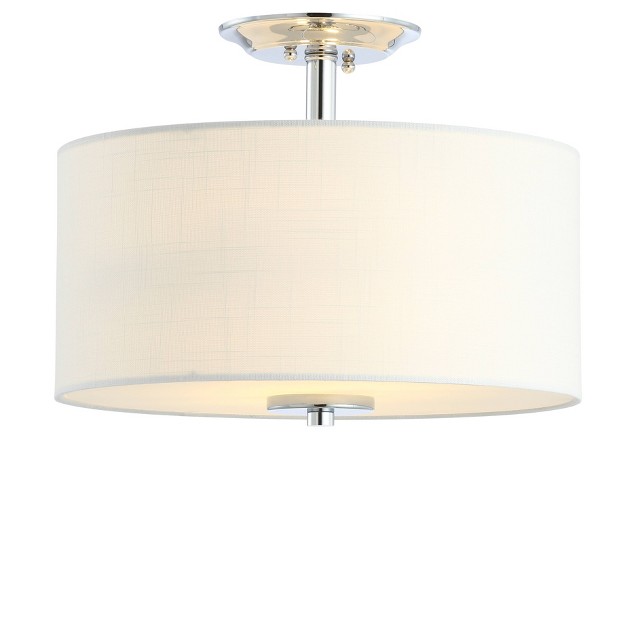 Marc Metal linen Led Semi flush Mount Chrome includes Energy Efficient Light Bulb Jonathan Y