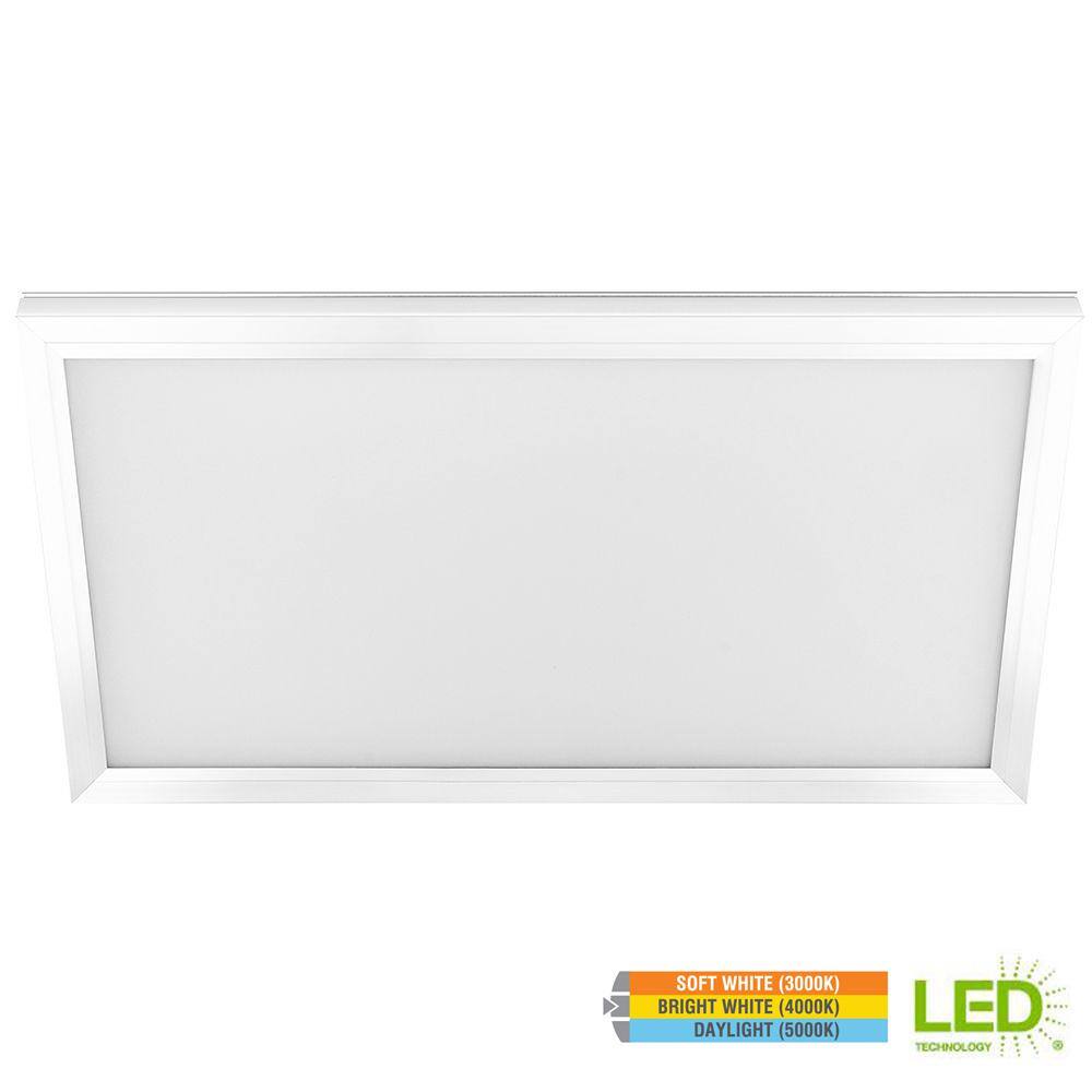 Commercial Electric 1 ft. x 2 ft. 25W Dimmable White Integrated LED Edge-Lit Flat Panel Flush Mount Light with Color Changing CCT FP1X24WYWHHD