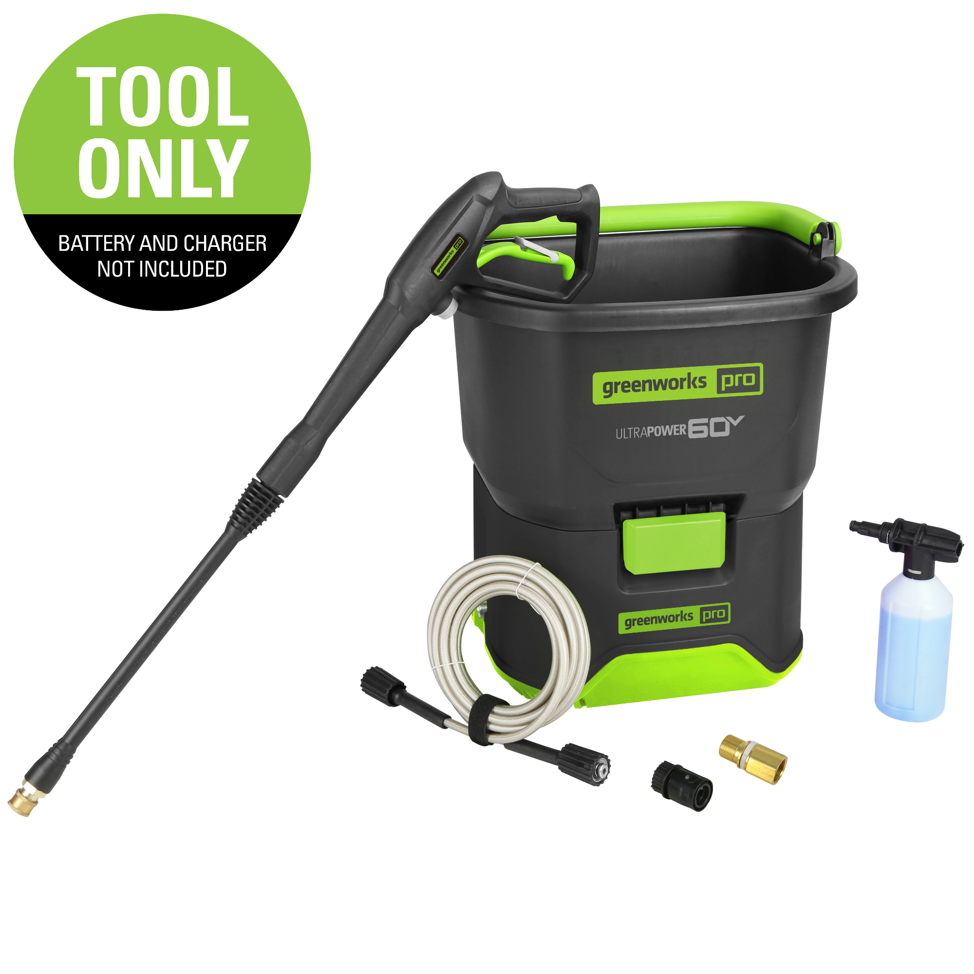 60V 1800 PSI 1.1 GPM Bucket Pressure Washer | Greenworks Tools