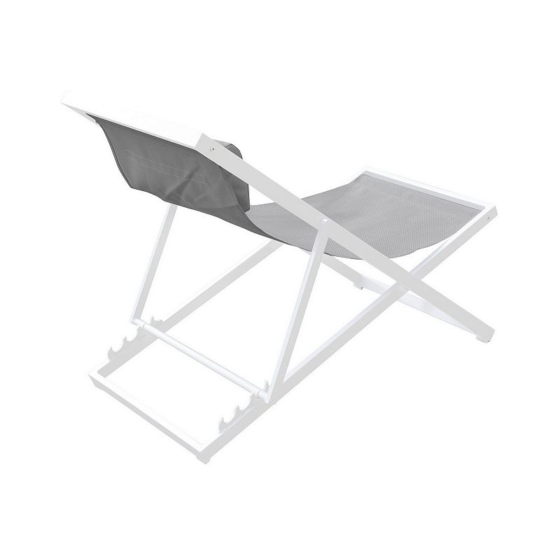 Textilene Upholstered Deck Chair with Padded Headrest， White