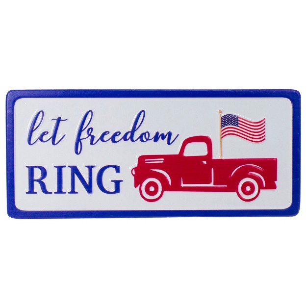 Metal Patriotic quot let Freedom Ring quot Sign With A Flag Wall Decor