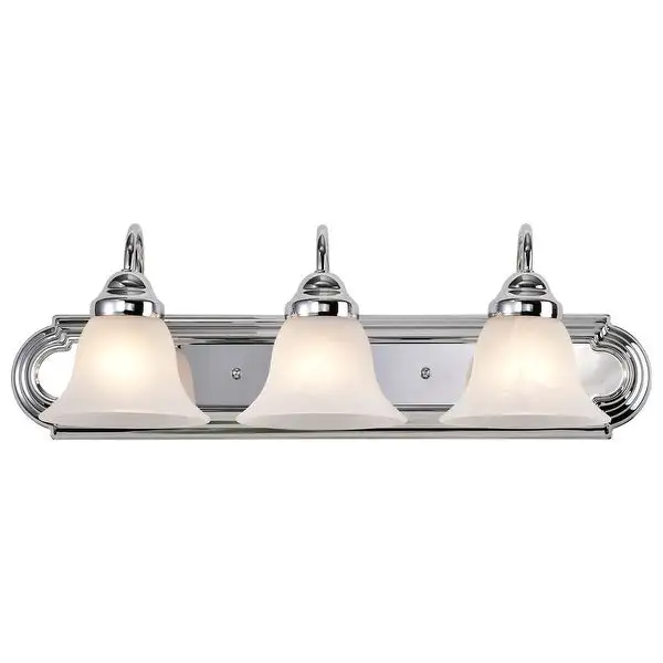 Ballerina - 3 Light Vanity - Polished Chrome Finish with Alabaster Glass - Polished Chrome