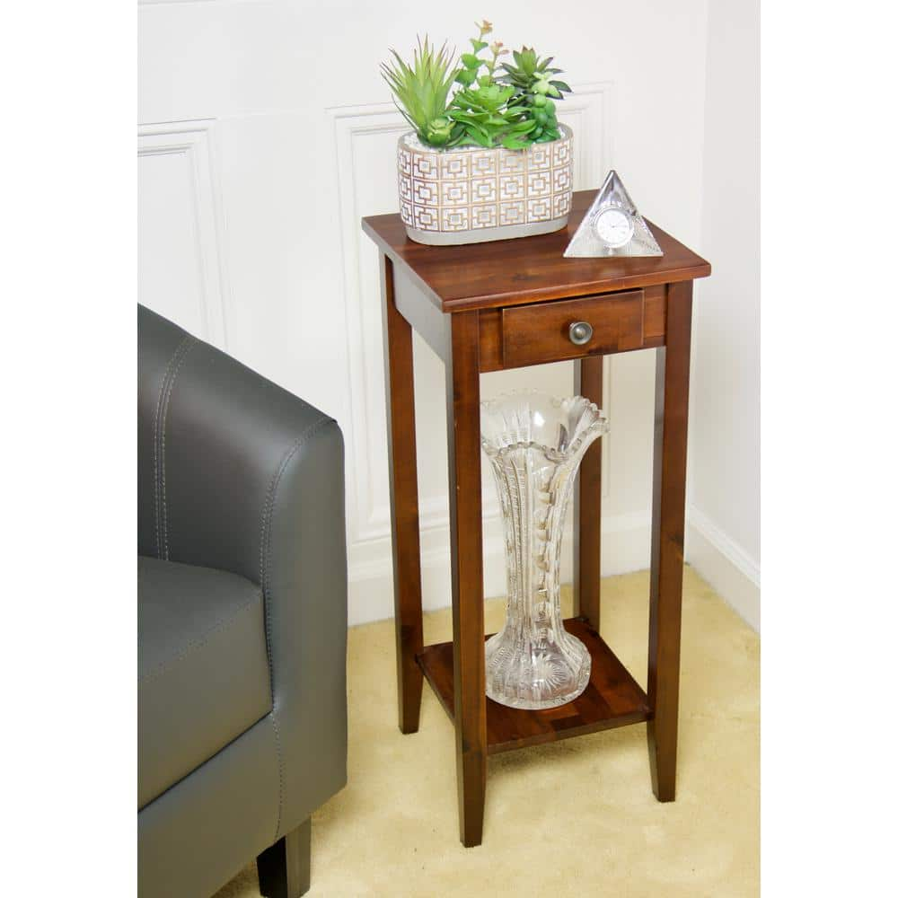 Solid Acacia Wood 27 in. Mahogany Plant Table VTTFT0004DM