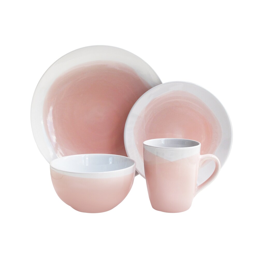 Oasis Pink/White 16PC Dinnerware Set