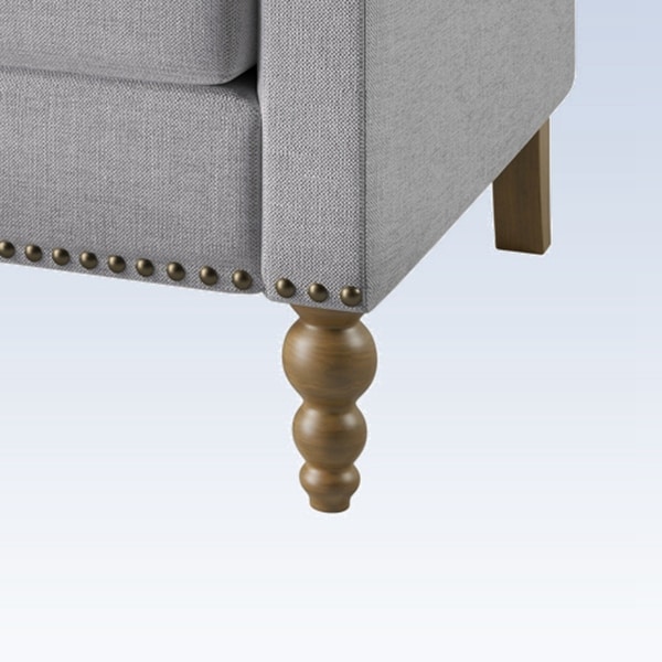 Modern Armchair Accent Chair with Bronze Nailhead Trim Wooden Legs