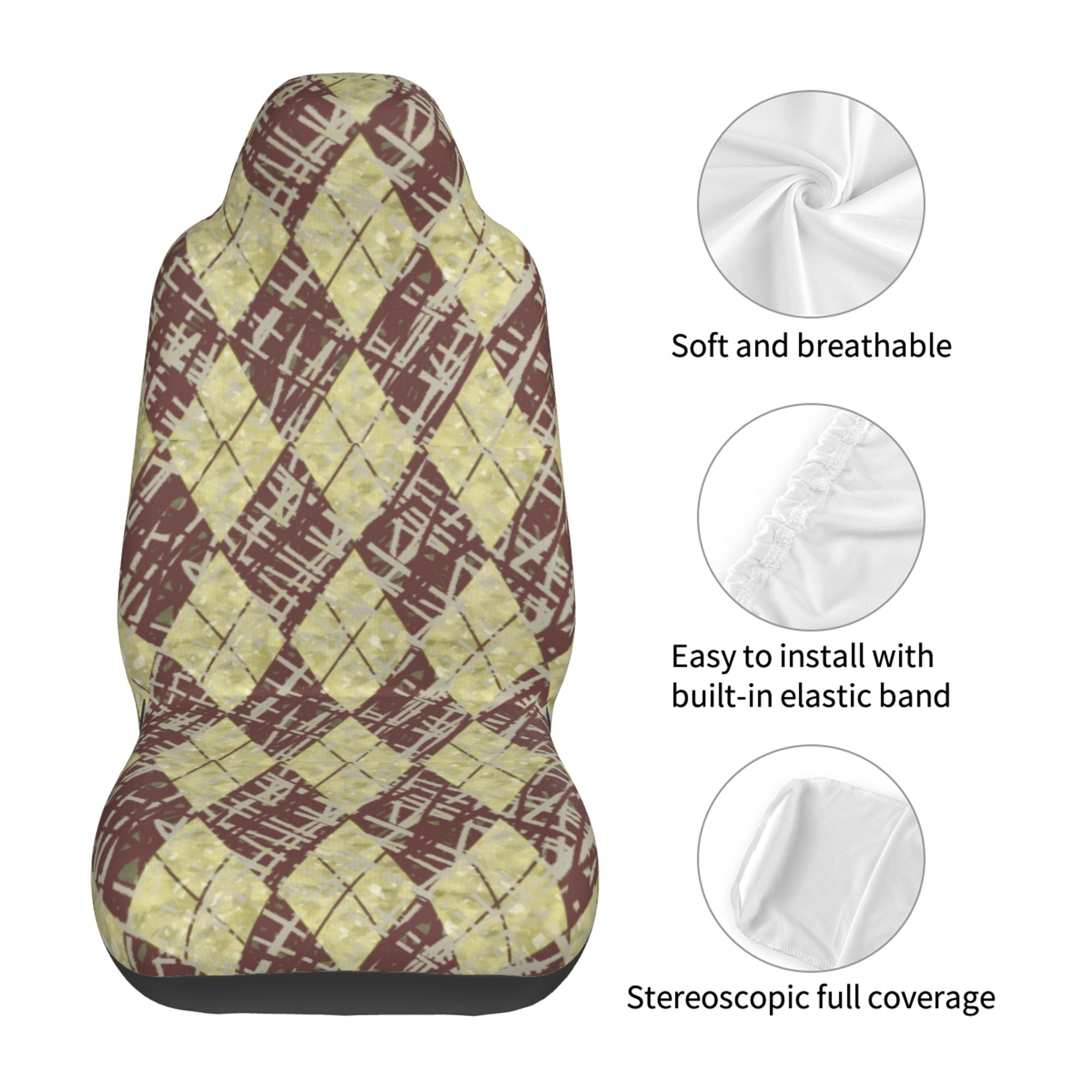 ZICANCN Car Seat Cover Rhombus Camo Mosaic Car Front Seat Covers Protectors ， Automotive Seat Covers for Cars Trucks Suv