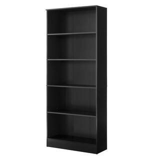 StyleWell 71 in. Black 5-Shelf Basic Bookcase with Adjustable Shelves HS202006-34BLK