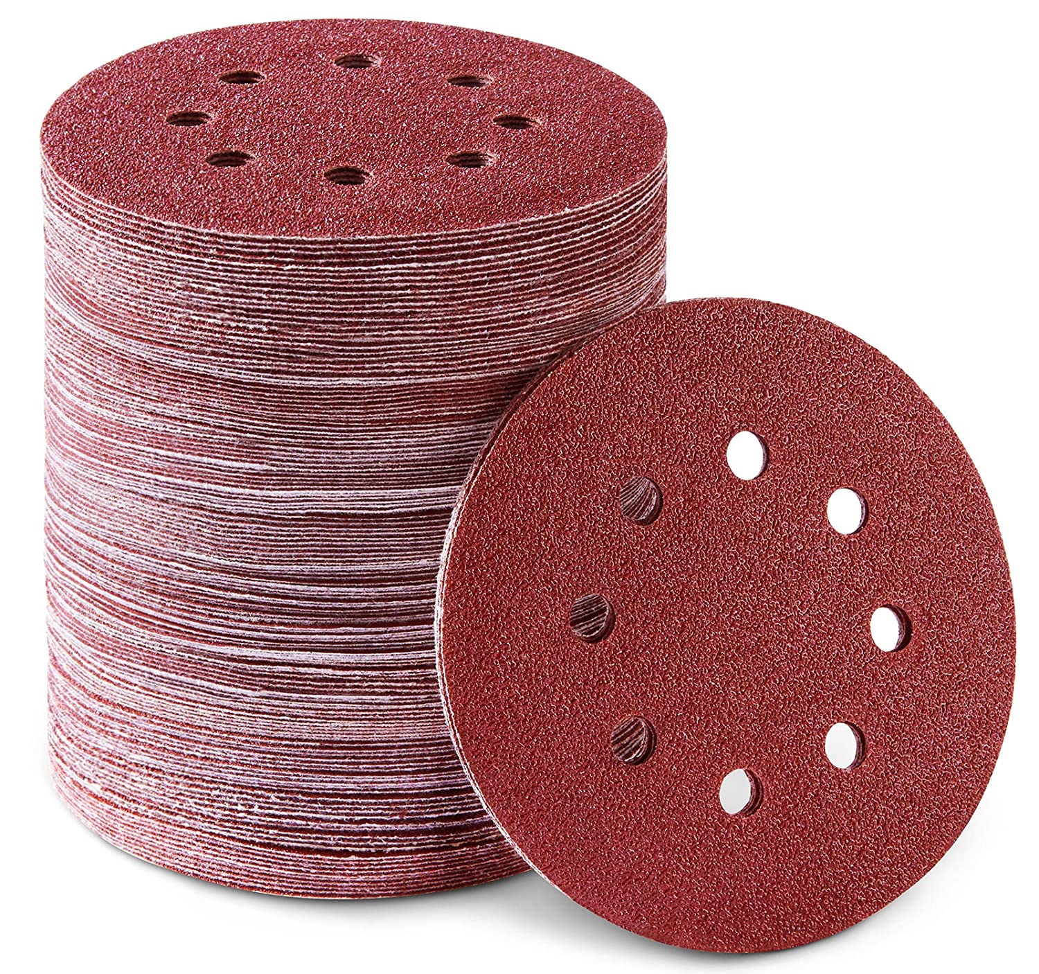 S SATC 5 inch 8 Holes Dustless Hook and Loop Sanding Discs， 150PCS