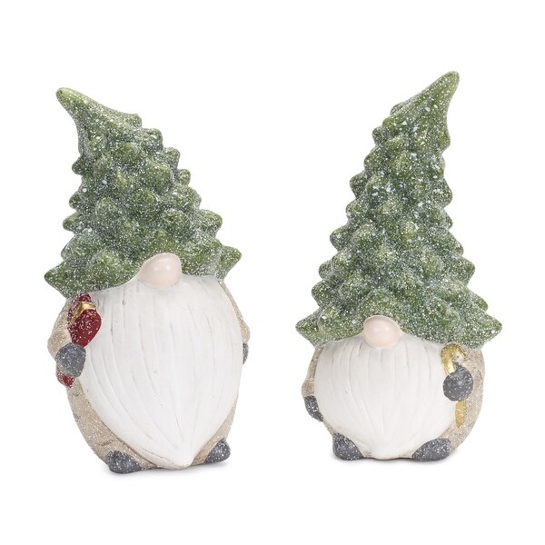 Set of 2 Gnome with Tree Hat Christmas Tabletop Figurines 7