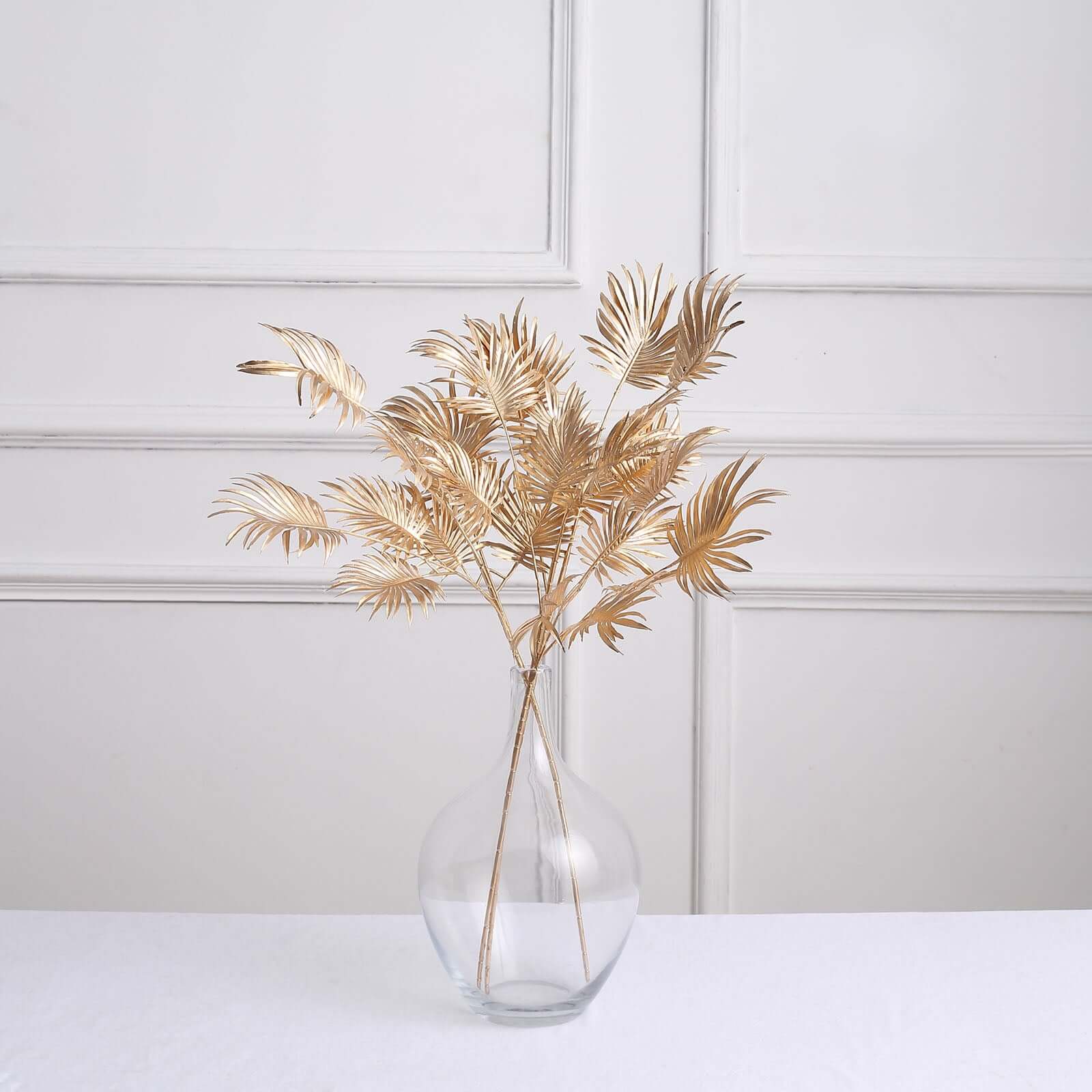 3 Pack Metallic Gold Artificial Palm Leaf Branches, Faux Plant Vase Fillers 24