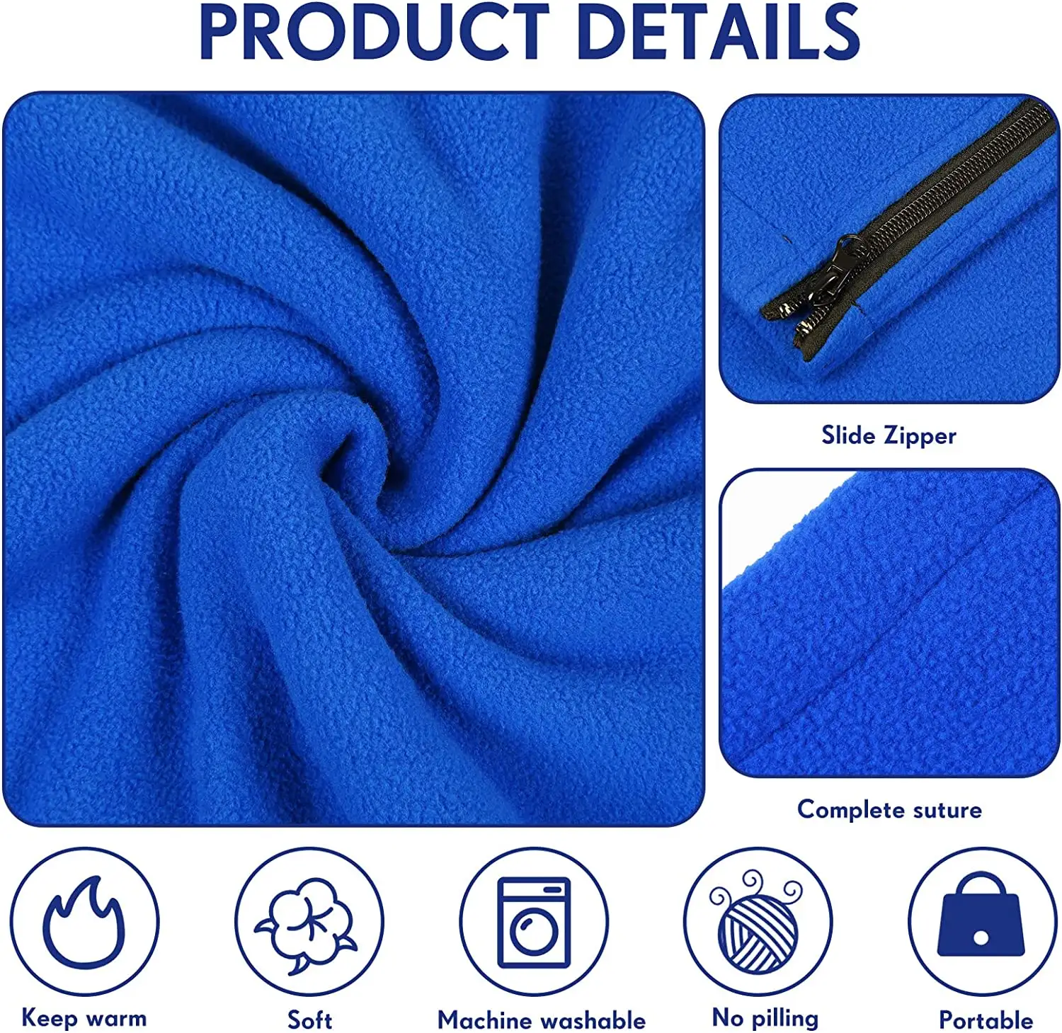 Fleece Sleeping Bag Lining 75 Inch Long Adult Warm Sleeping Bag Cold Weather Zipper Camping Blanket Lining