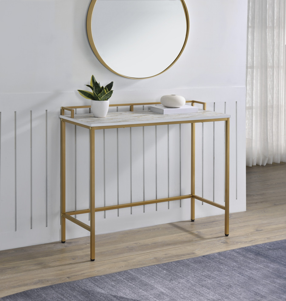 Brighton Console Table With Faux Black Marble Top and Black Metal Frame   Contemporary   Console Tables   by Office Star Products  Houzz