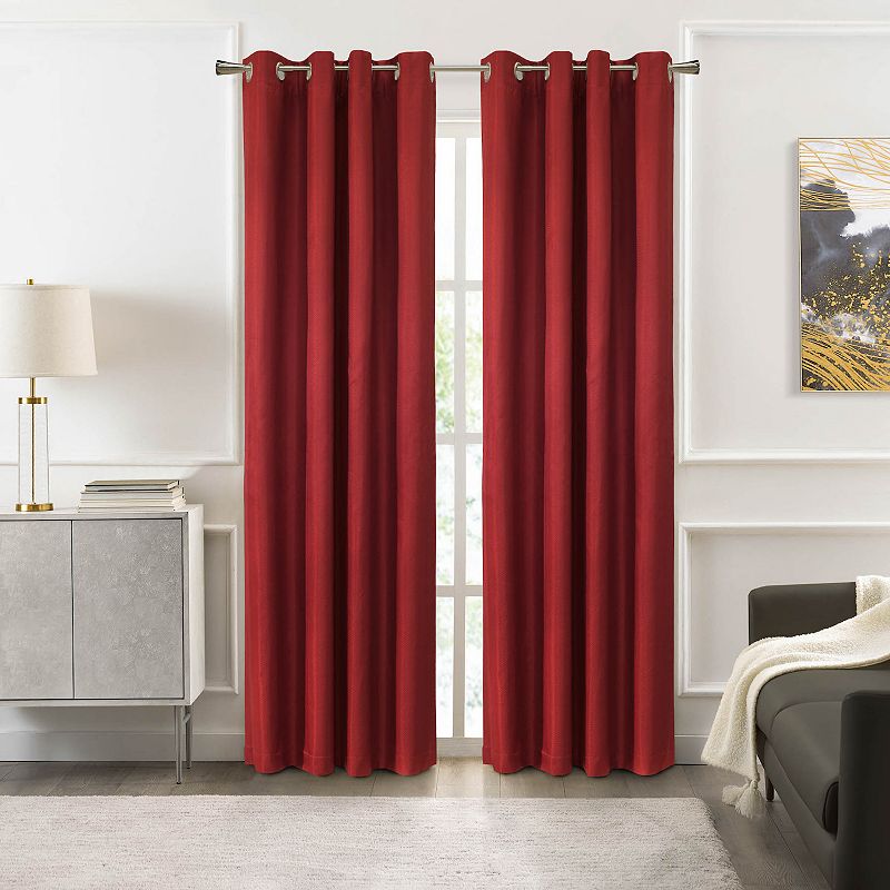 Myne Decor Adora Grommet Curtain Panel Window Dressing 52 x 84 in Red