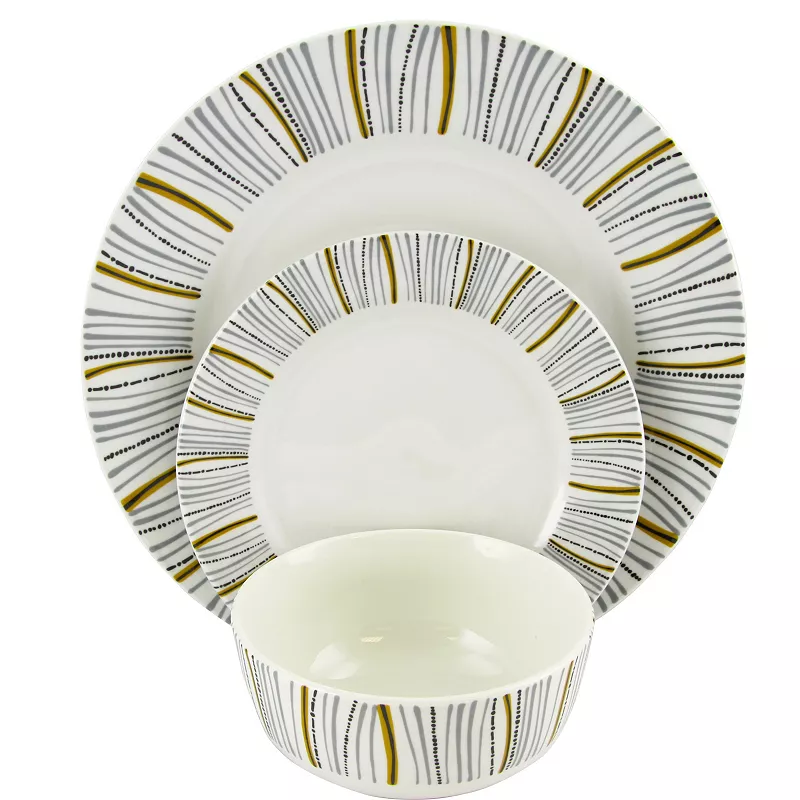 Gibson Home Classic Burst Decorated 12 Piece Dinnerware Set