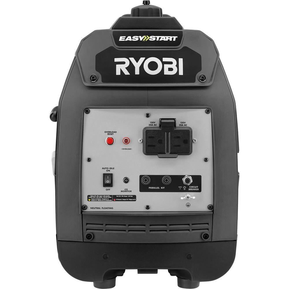 RYOBI 2050 Starting Watt Gray Recoil Start Gasoline Powered Digital Inverter Generator with CO Shutdown RYi2022