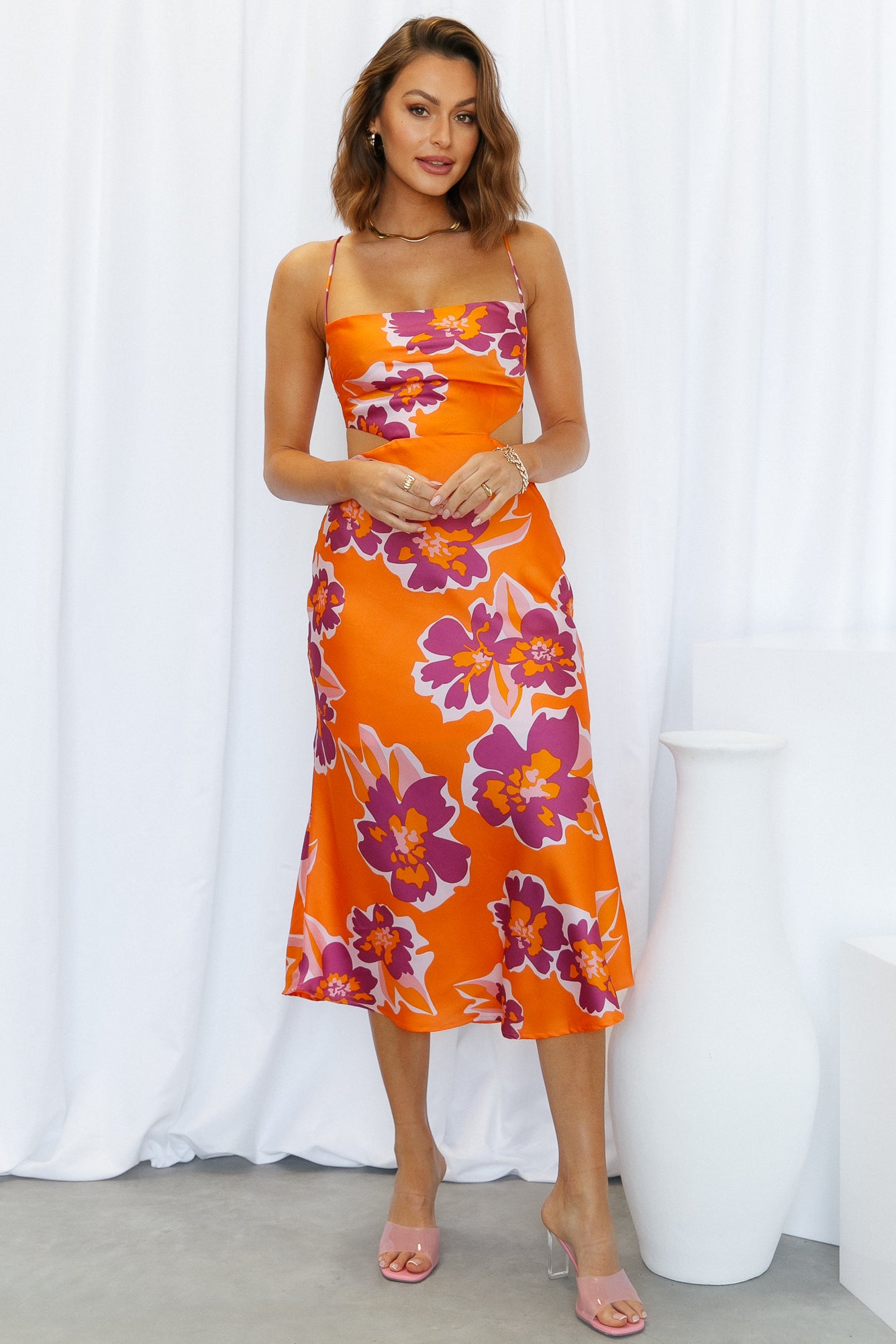 Flower Picking Maxi Dress Orange