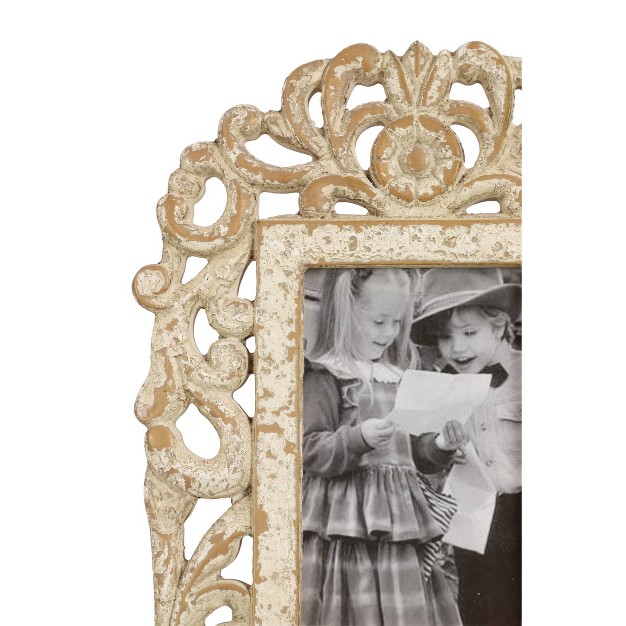 Wooden Scroll Handmade Intricate Carved 1 Slot Photo Frame White Olivia amp May