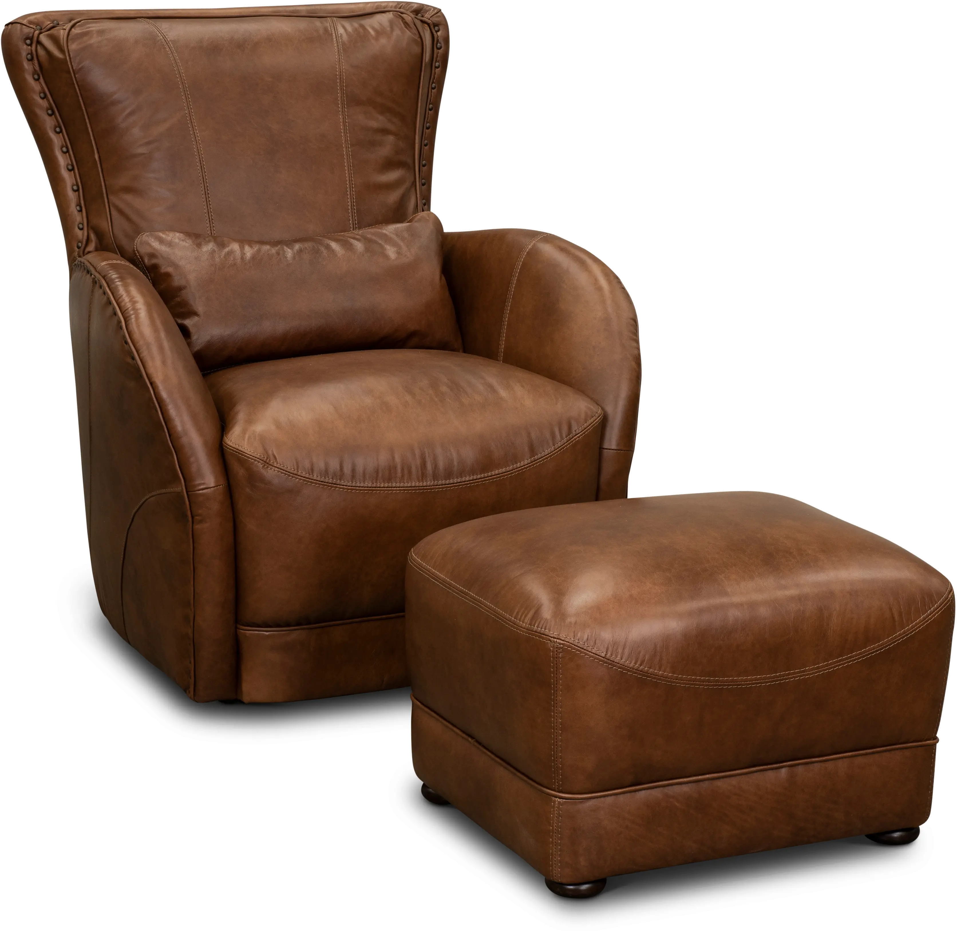 St. James Chestnut Brown Leather Ottoman