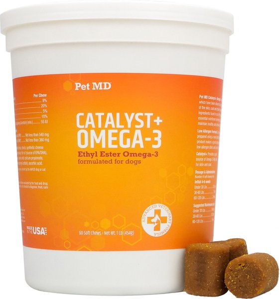 Pet MD Catalyst + Ethyl Ester Omega-3 Chews Dog Supplement， 60 Count