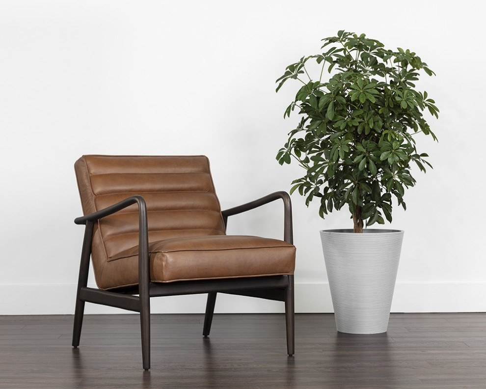 Lyric Lounge Chair  Vintage Caramel Leather   Midcentury   Armchairs And Accent Chairs   by Sunpan Modern Home  Houzz