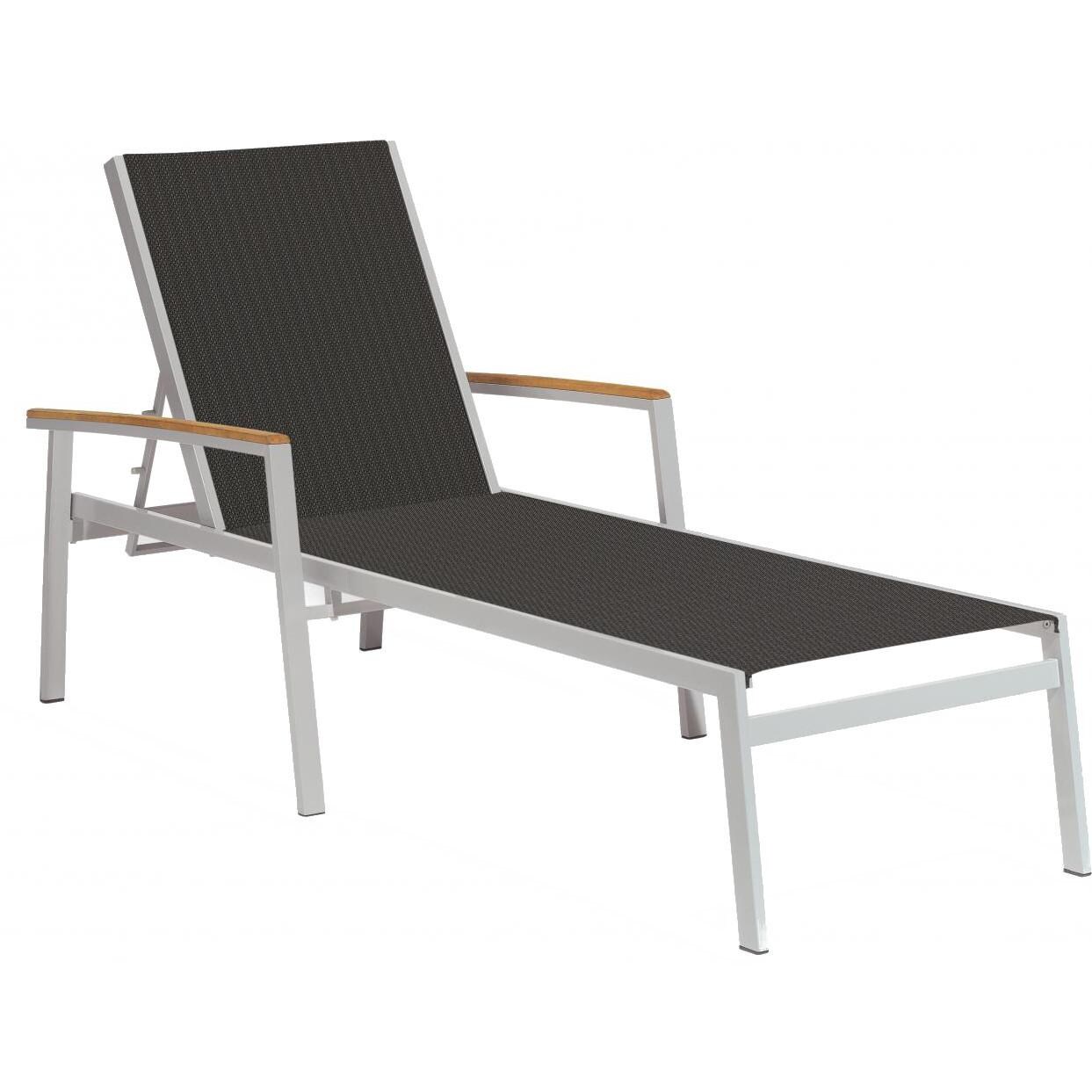 Travira 2 Piece Aluminum Patio Chaise Lounge Set W/ Black Sling and Tekwood Natural Arm Caps By Oxford Garden